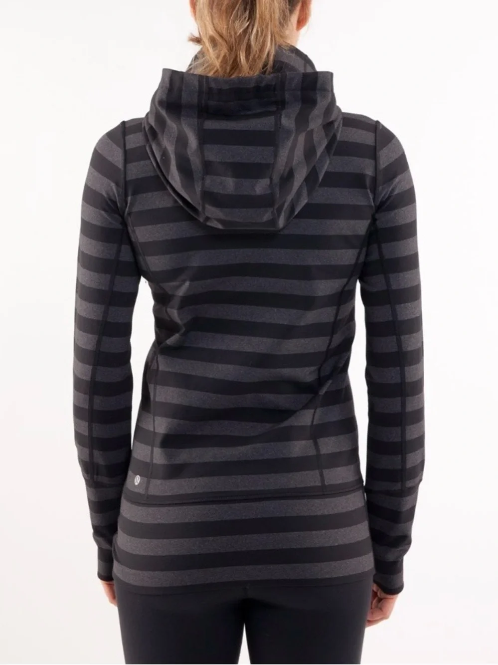 Lululemon Stride Jacket, Black Black Micro Macro Stripe, 8